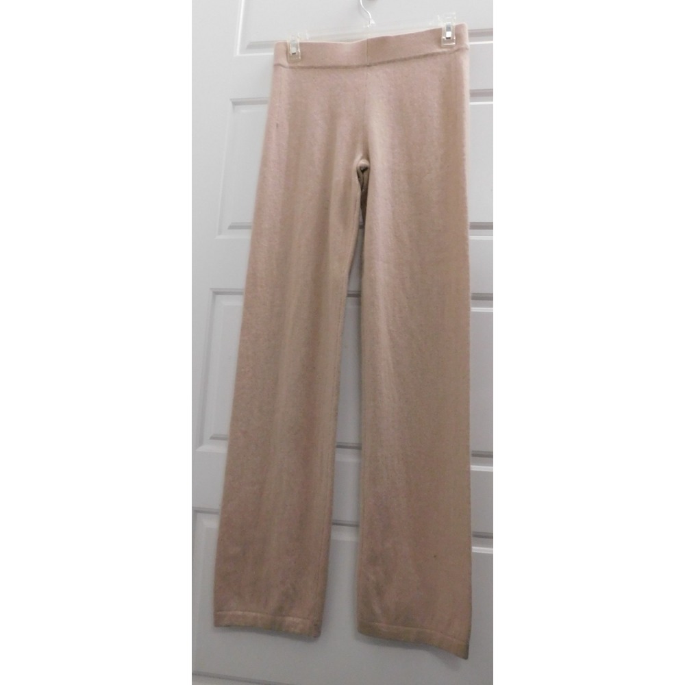 Neiman Marcus 100% Cashmere Oatmeal Wide-Leg Relaxed Lounge Pants Size S